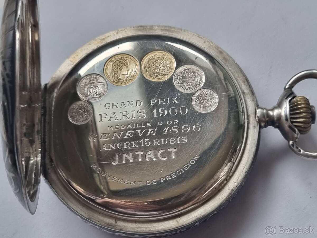 Strieborné, vreckové hodinky,Intact. - 4