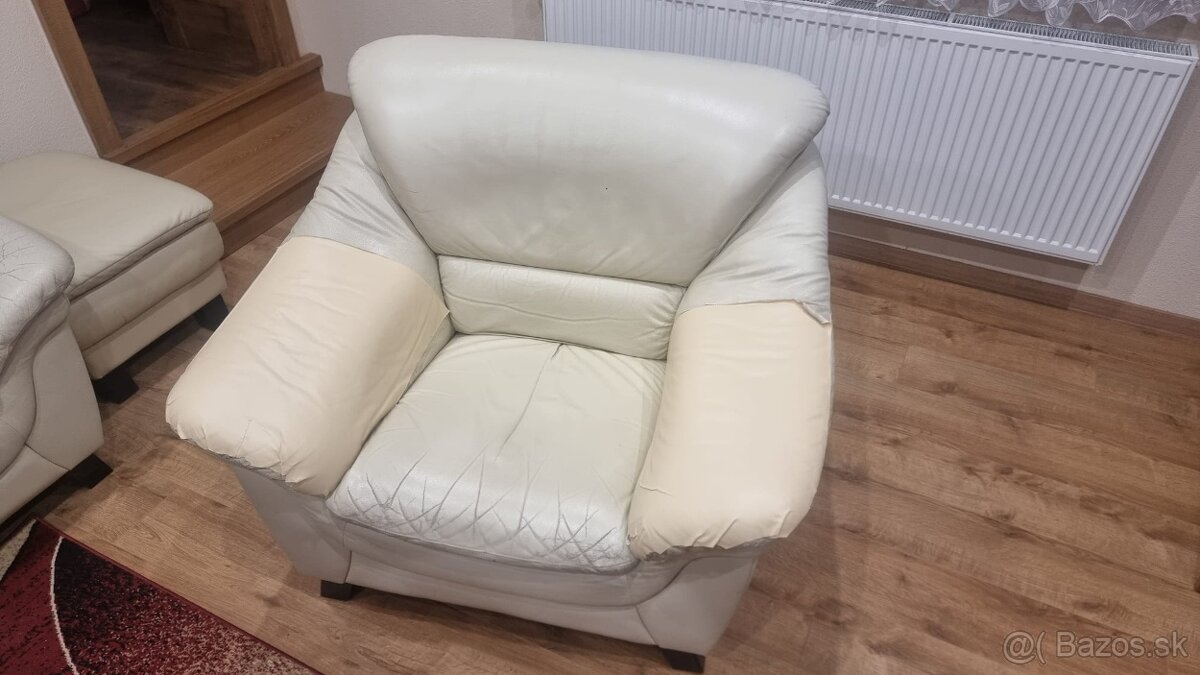 Kožená sedačka a taburetka - 4