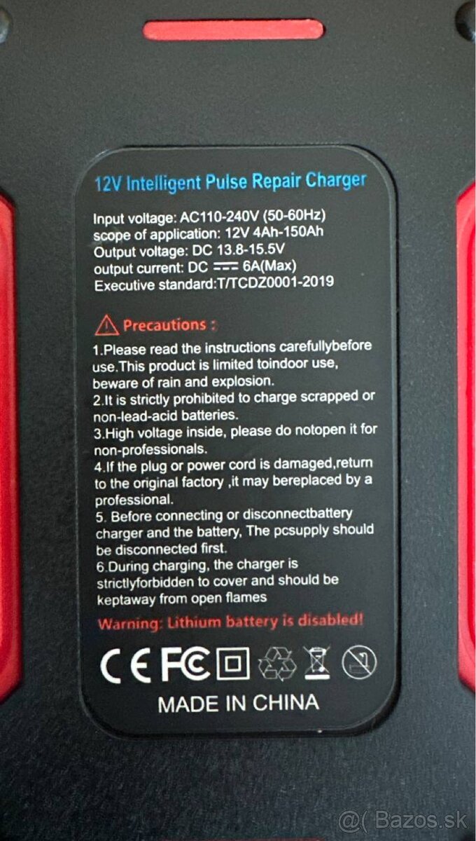 Nabíjačka na autobatérie 6A 12V - Nová - 4