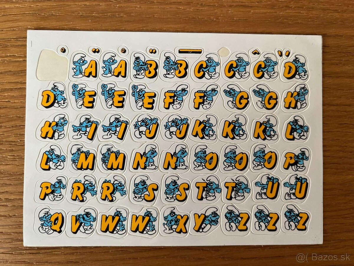 Retro samolepky šmoulové, šmolkovia, smurfs písmenka - 4