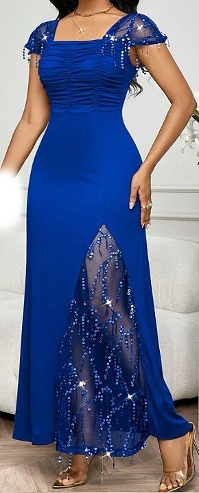 dlhé modre šaty S - 4