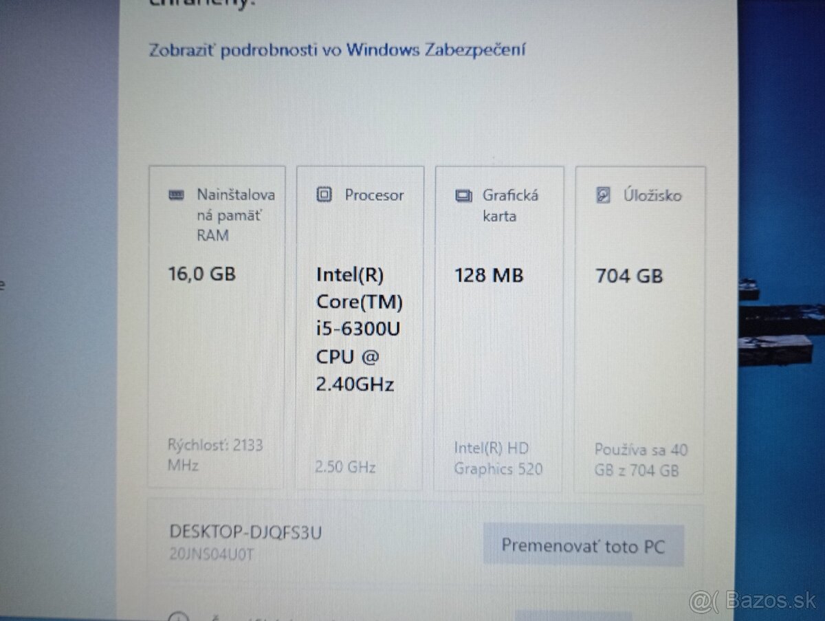 predám Lenovo Thinkpad T470,Intel core i5 ,16gb ram ,ssd - 4