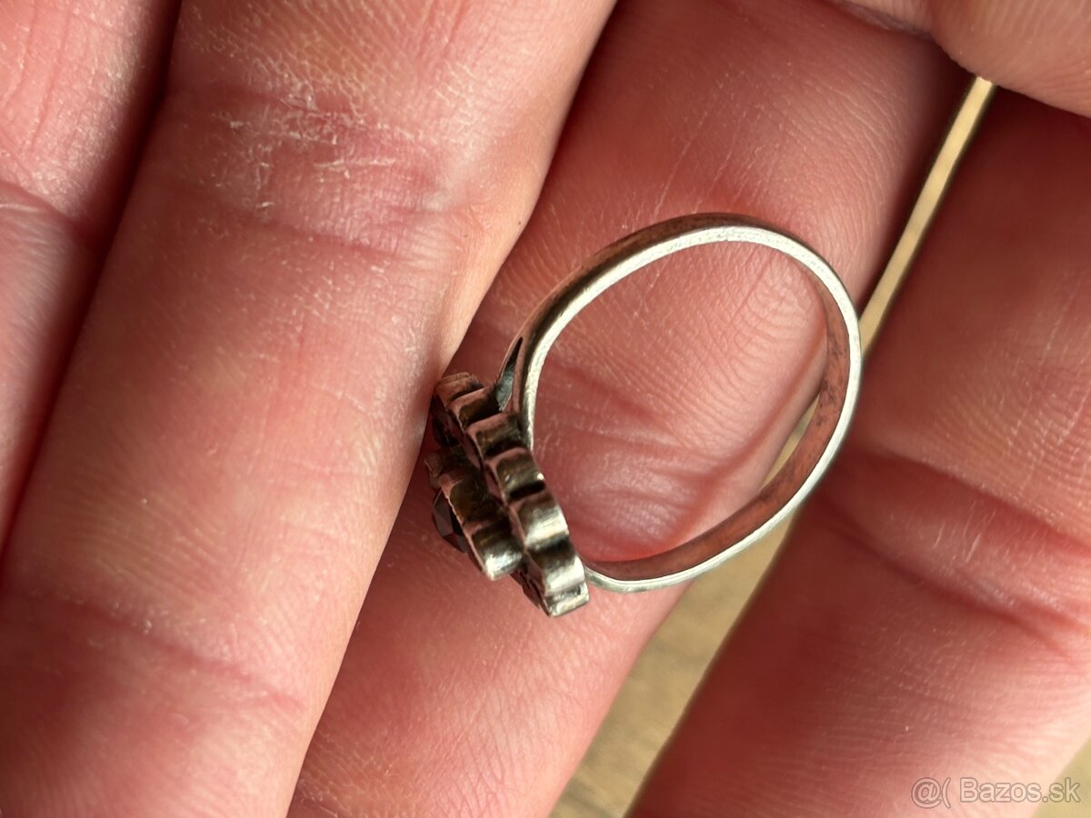 Strieborný prsteň - cesky granat - 4