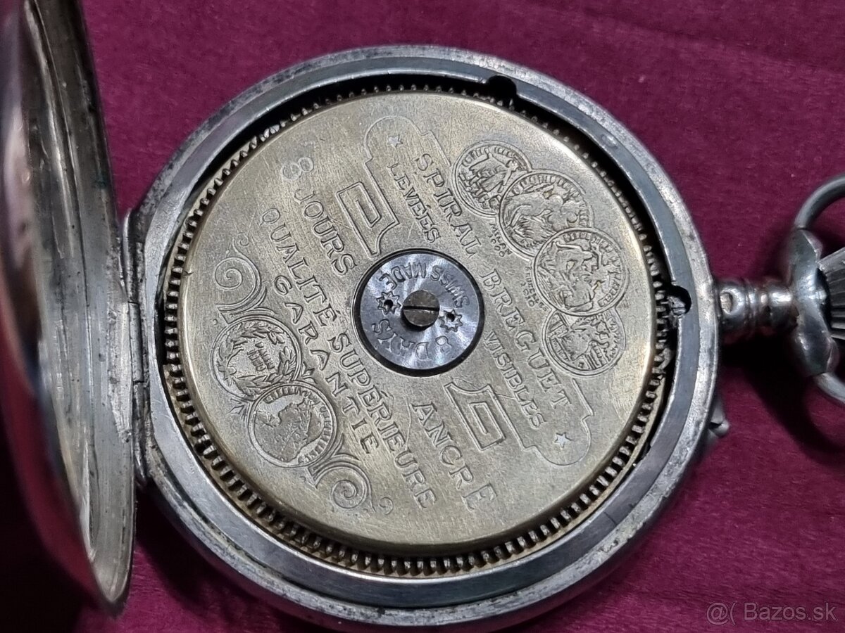 8 dňové,strieborné vreckové hodinky. - 4