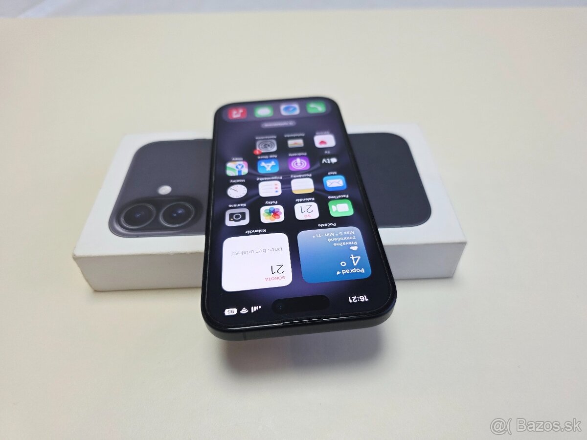 APPLE IPHONE 16 128GB BLACK,BATERKA 100%,ZÁRUKA - 4