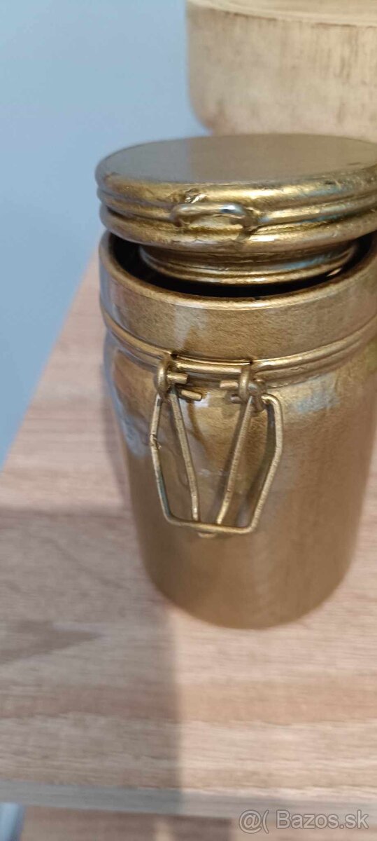 Handmade zlaté vázičky / svietniky svadobná výzdoba - 4