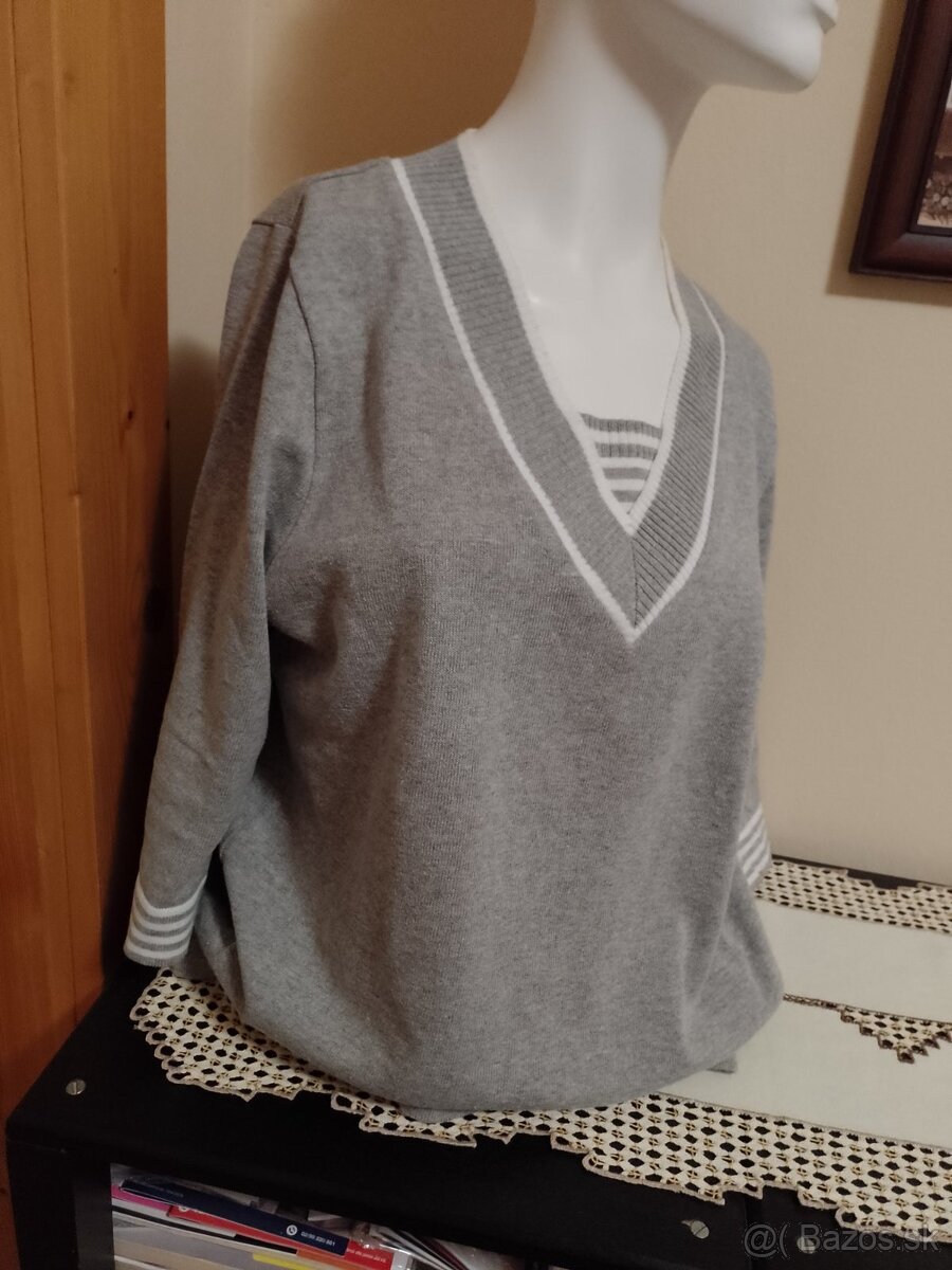 Sivý pulóver v.XL /+tričko zadarmo/ - 4