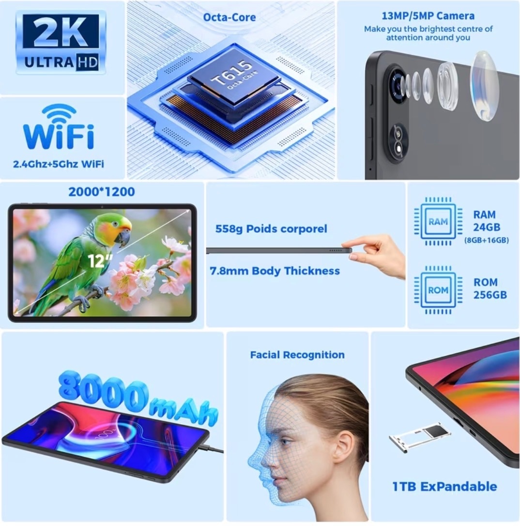 Tablet 12 " palcový Android nový nerozbalený vhodný darček - 4