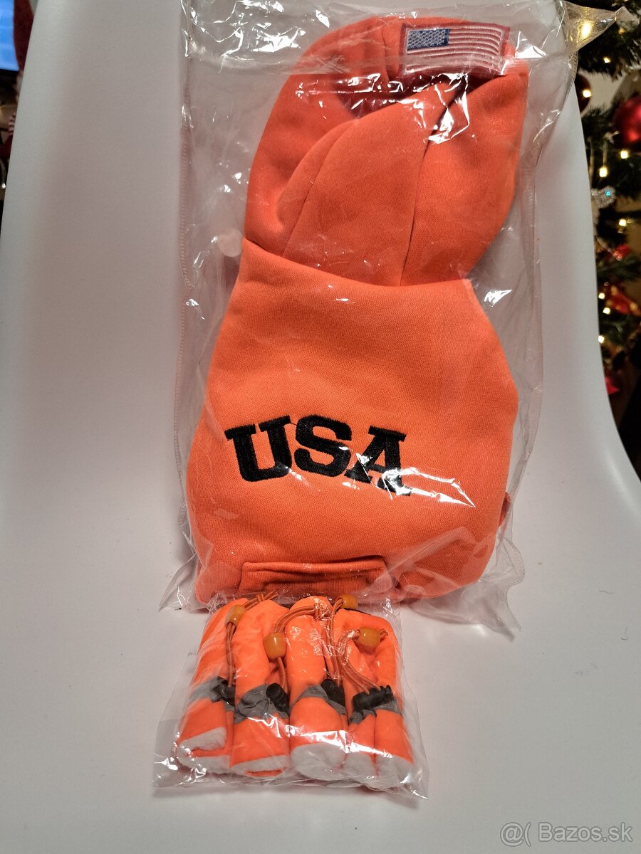 Neonova oranžová mikina pre psika S/M +topánočky (NOVÉ ) - 4