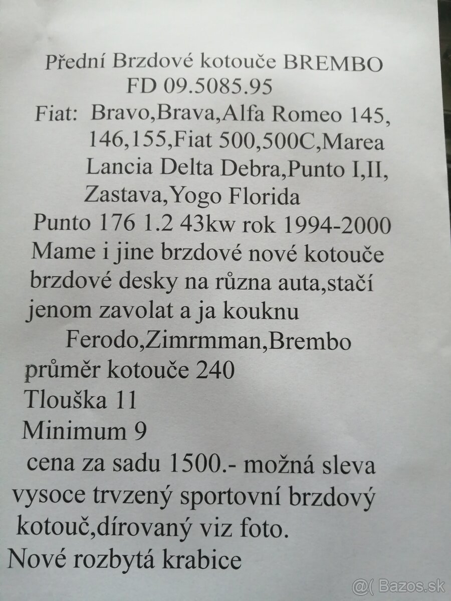 Brembo přední brzdové kotouče Fiat - 4