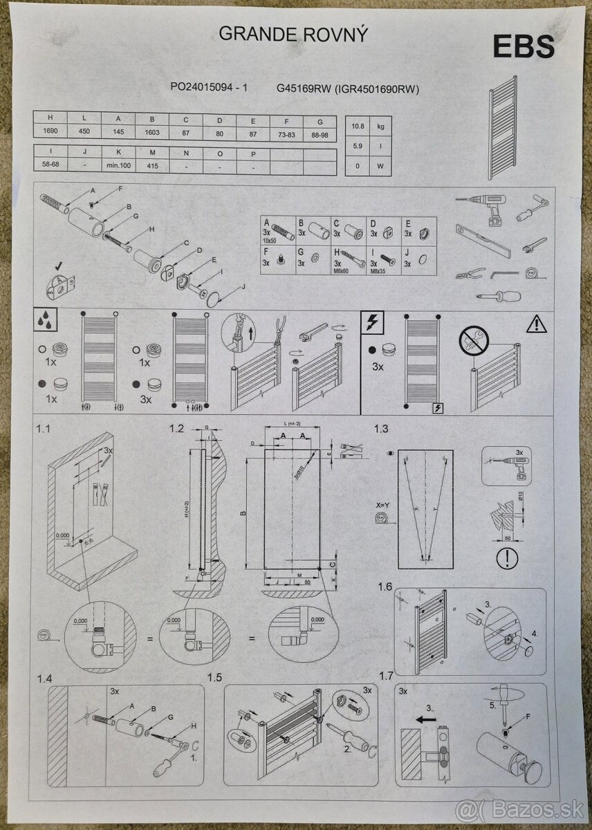 Rebríkový radiátor do kúpeľne - nový / nepoužitý - 4