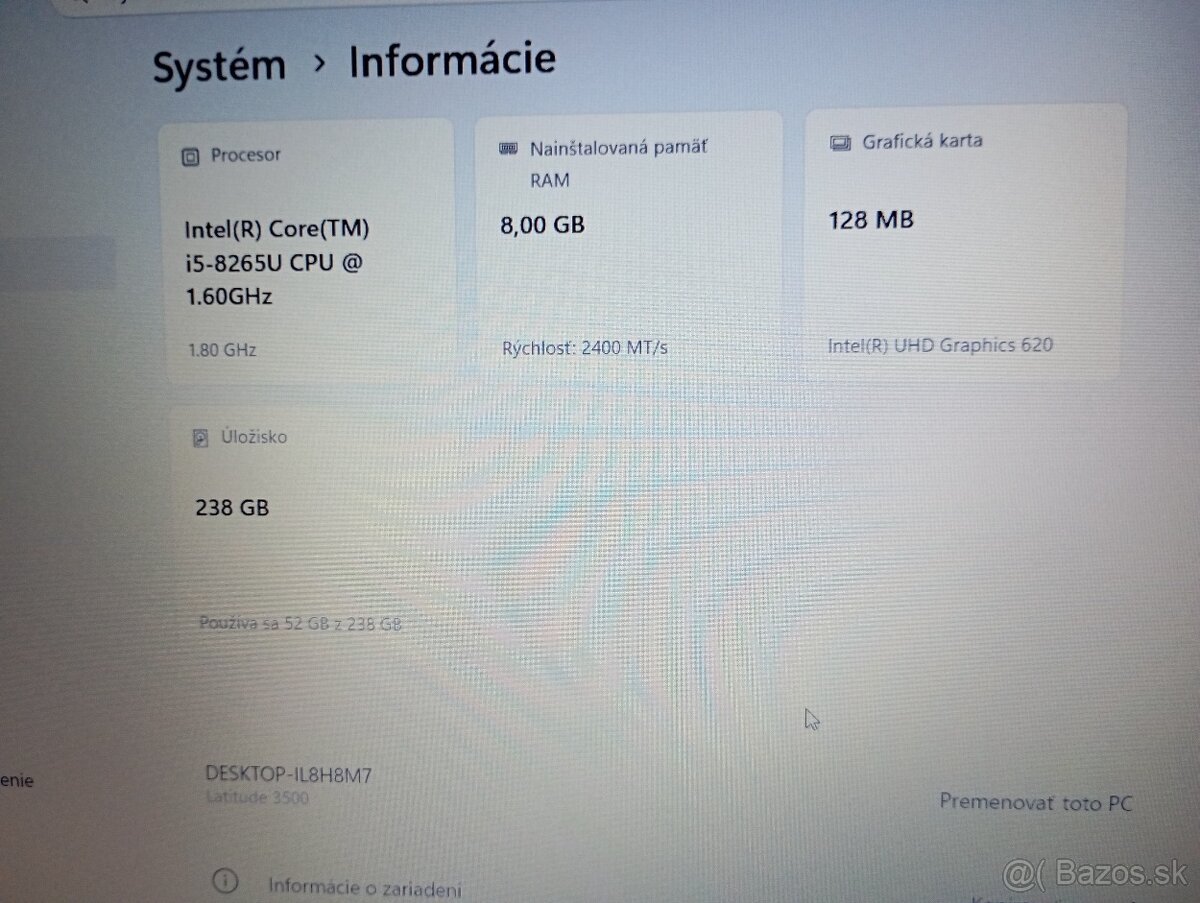 predám Dell Latitude 3500 , Intel core i5 , 8gb ram , ssd - 4