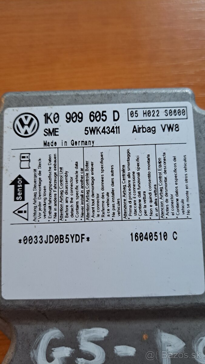 PYROPASY, RJ AIRBAGOV - VW GOLF 5 - 4