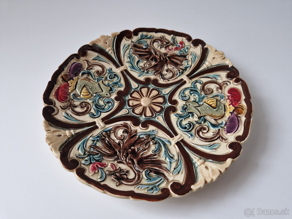 Starožitný zdobený keramický talíř talířek RDZ Rudolf Ditmar - 4