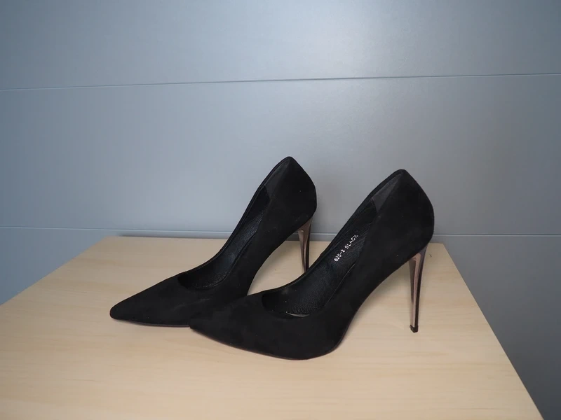 Čierne lodičky so strieborným opätkom 🔥 - 4