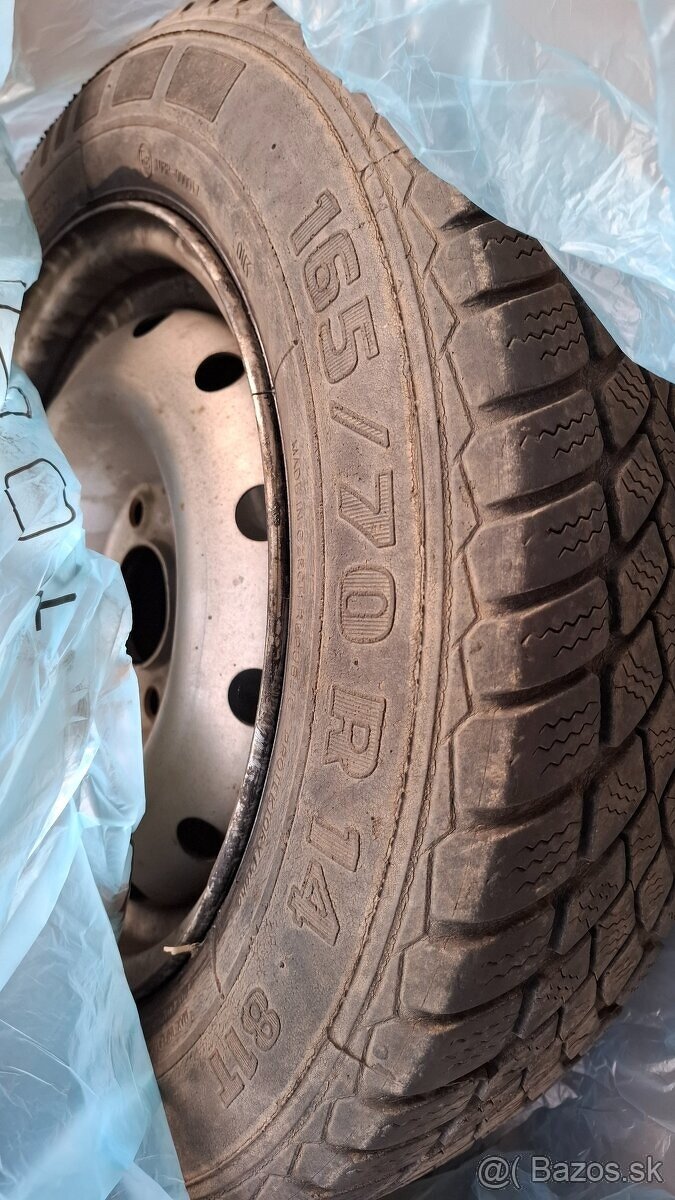 Predám zimné disky+pneu R14 165/70 - 4