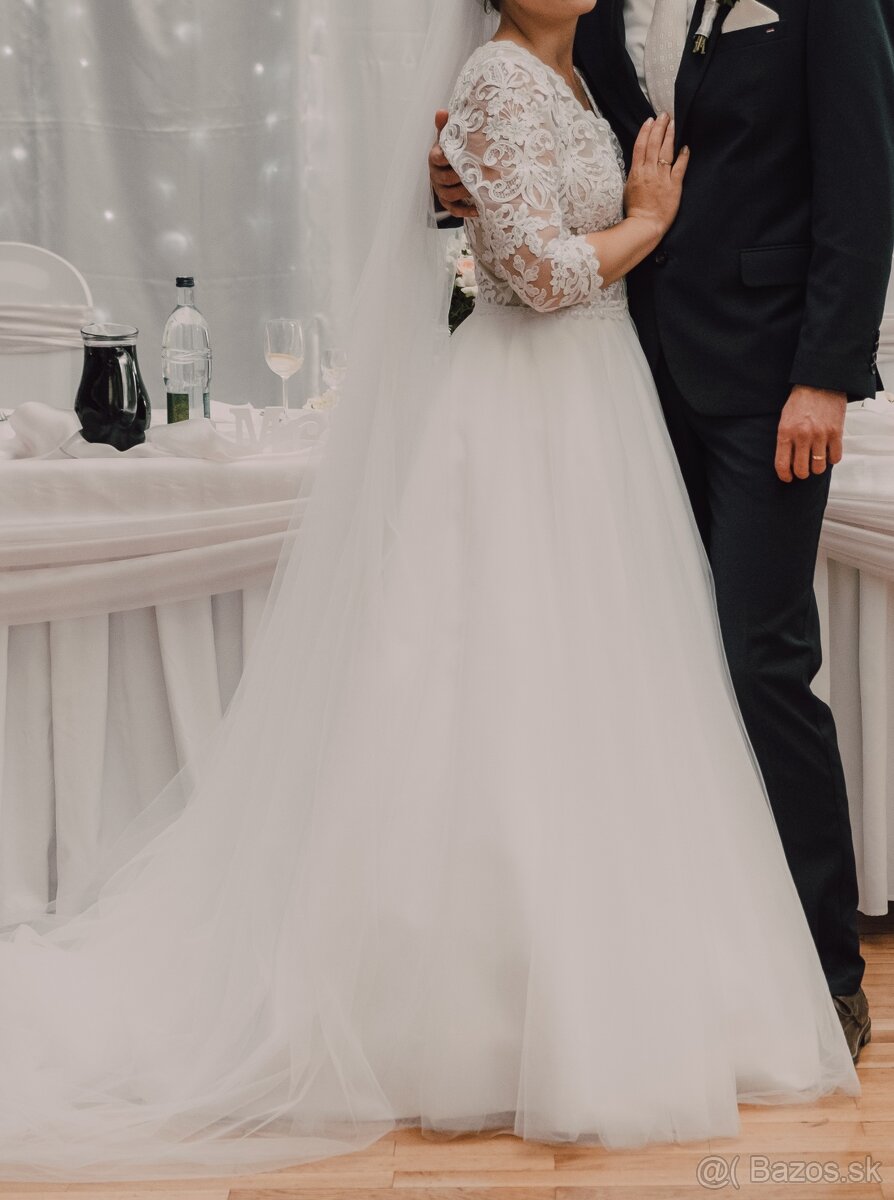 Svadobné šaty, 2ks závoj, kruh - 4