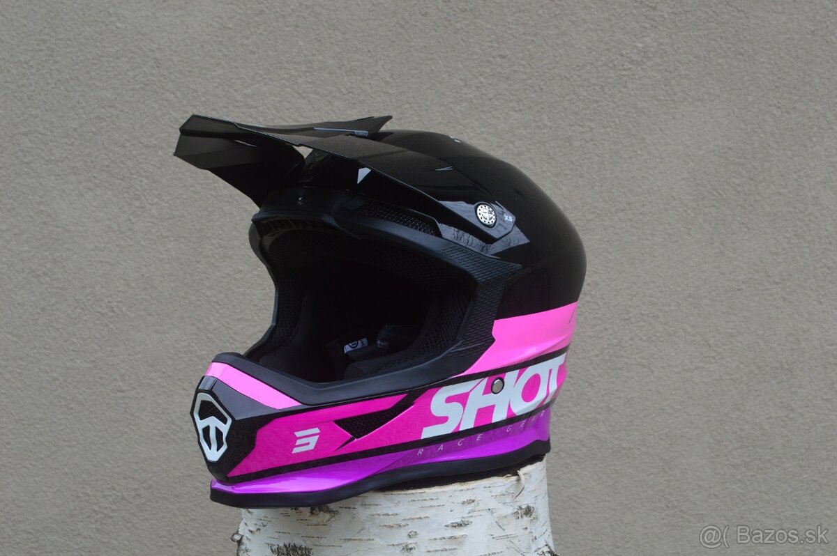 shot enduro lako. ružová helma okuliare - 4