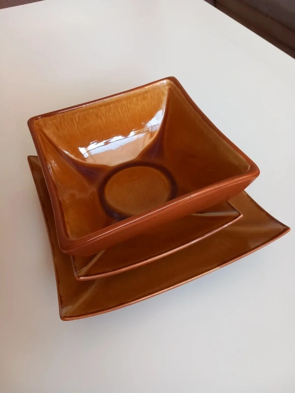 Staršia 3ks servírovacia sada po rodičoch, keramika-kamenina - 4