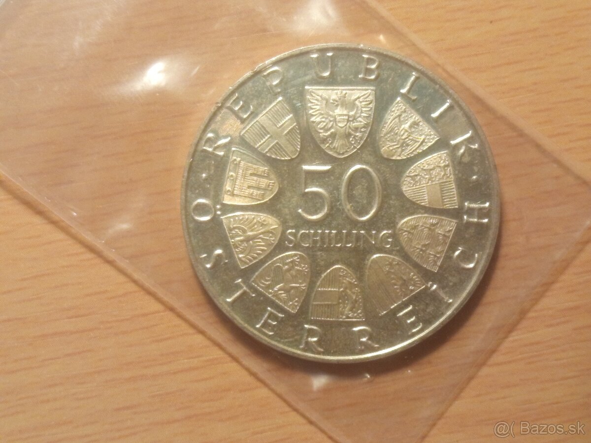 Rakúske 50 šilingy UNC/PROOF – Investičné striebro - 4