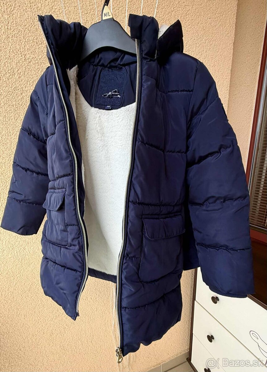 Dievčenská tmavomodrá veľmi teplá zimná vetrovka 7-8rokov - 4