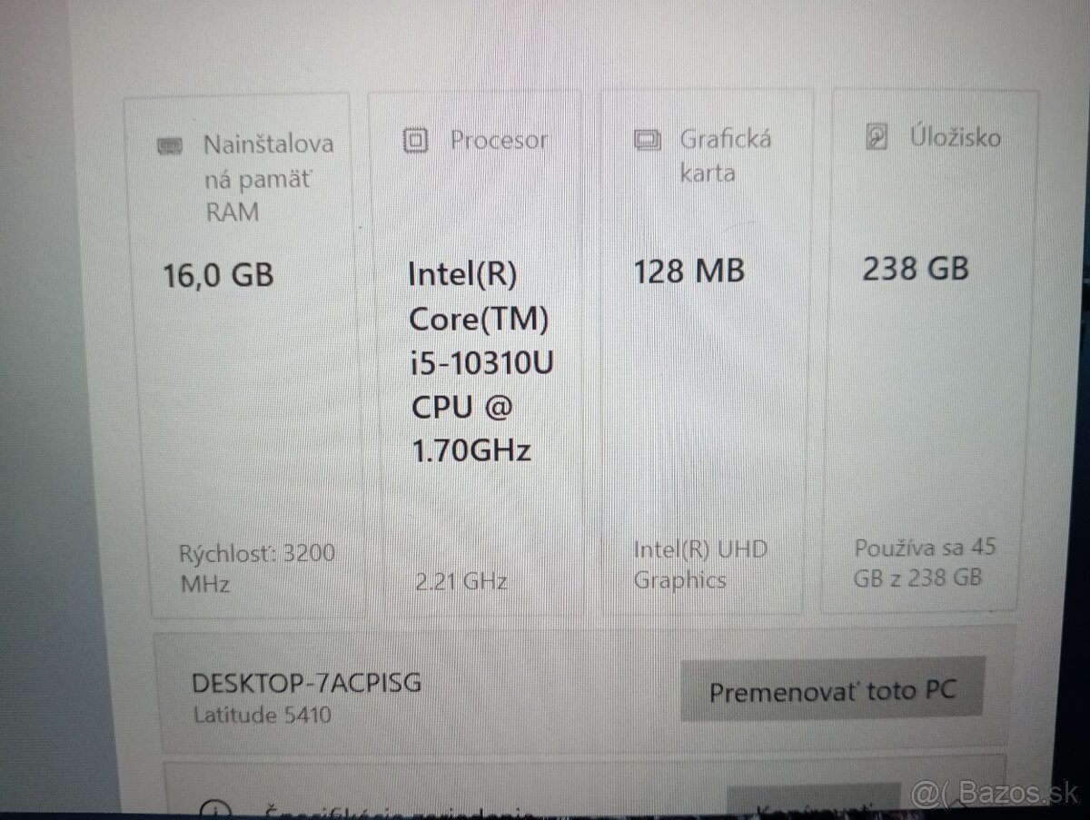 predám Dell Latitude 5410 , Intel core i5 ,16gb ram ,, ssd - 4