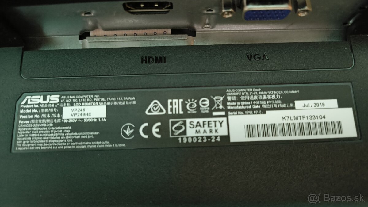 Monitor Asus VP249HE 24" FullHD - 4