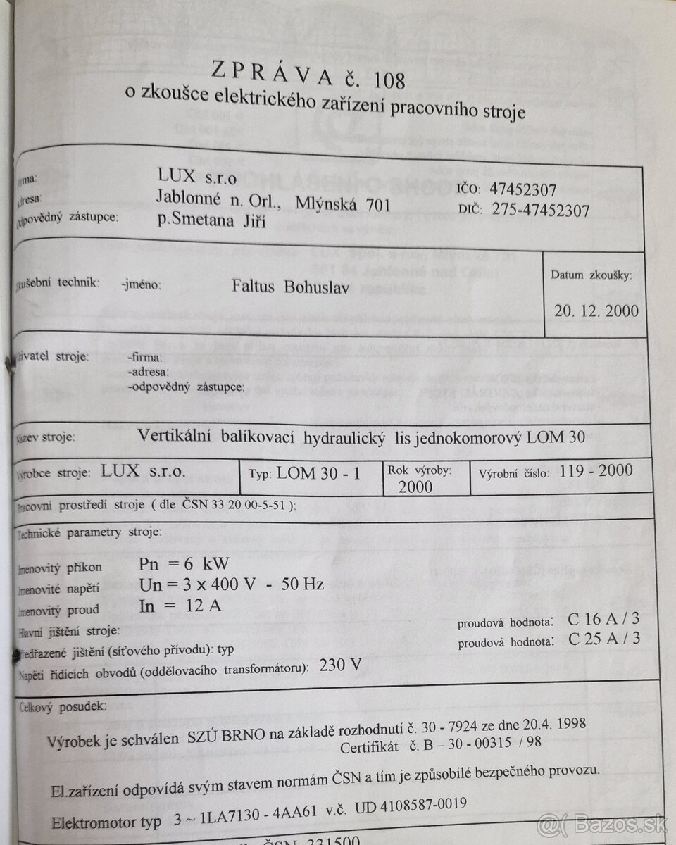 Lis na papier jednokomorový(poloautomat) - 4