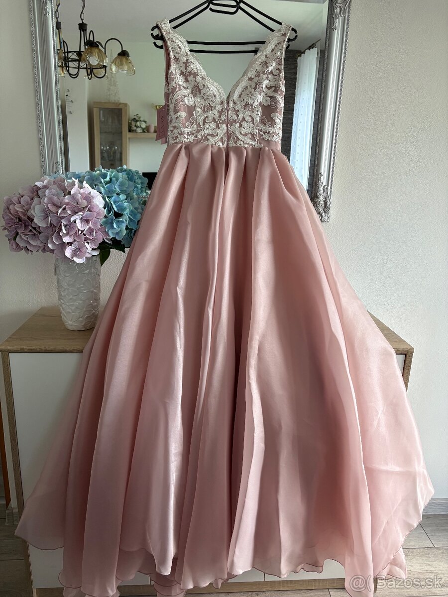 Púdrové spoločenské šaty 36/S - 4