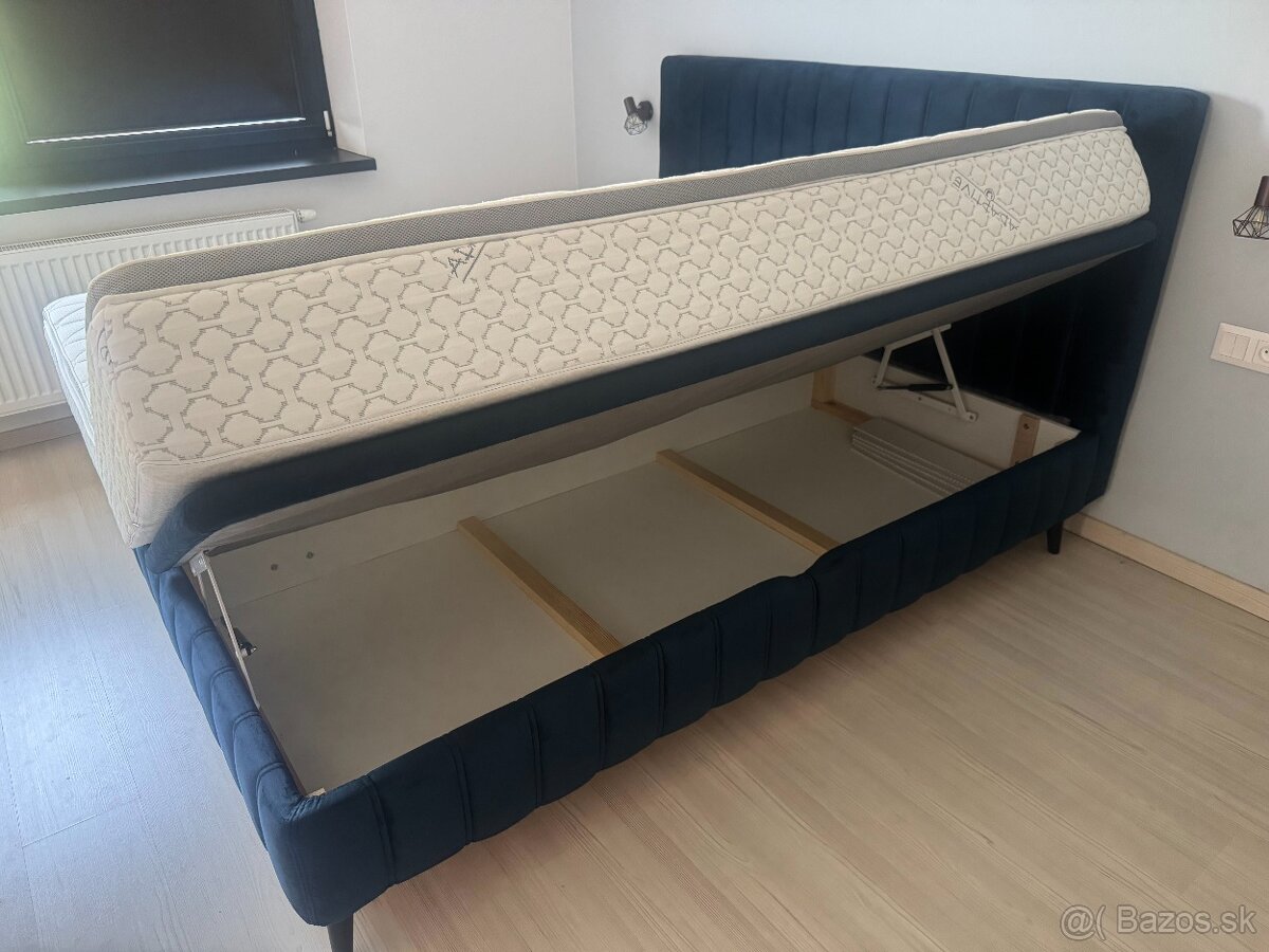 Čalúnená manželská posteľ - modrá, 180x200 cm - 4