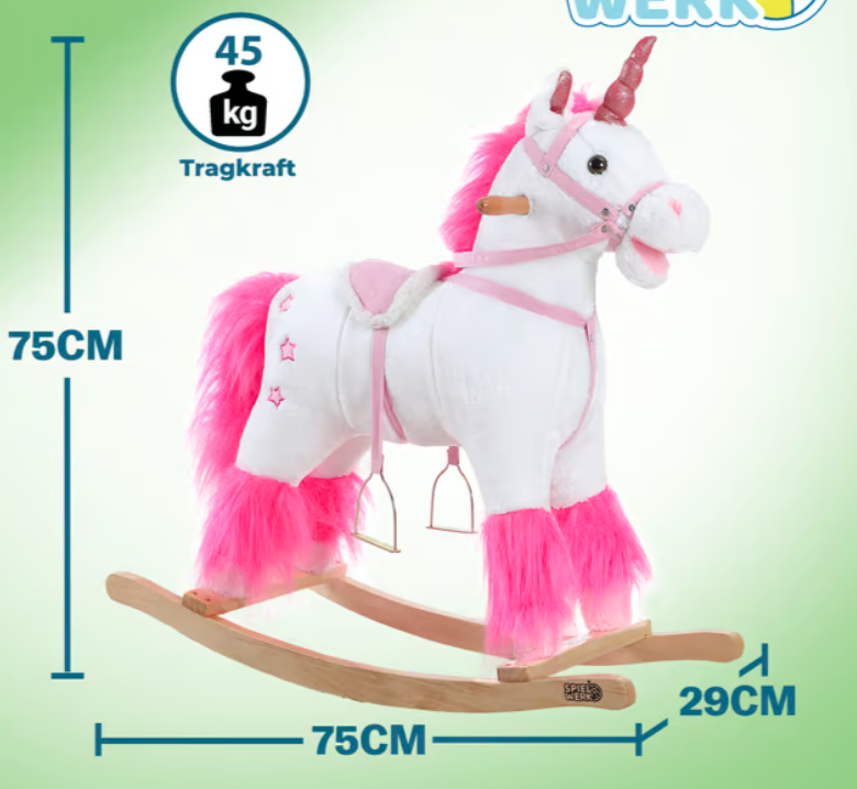 Detský hojdací jednorožec sloník koník so zvukom a baterkami - 4