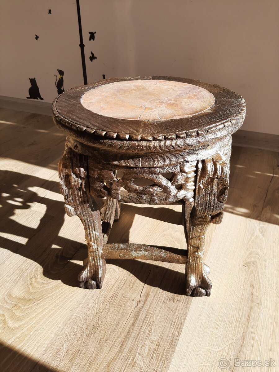 Starožitný podstavec s onyxovou platňou - 4