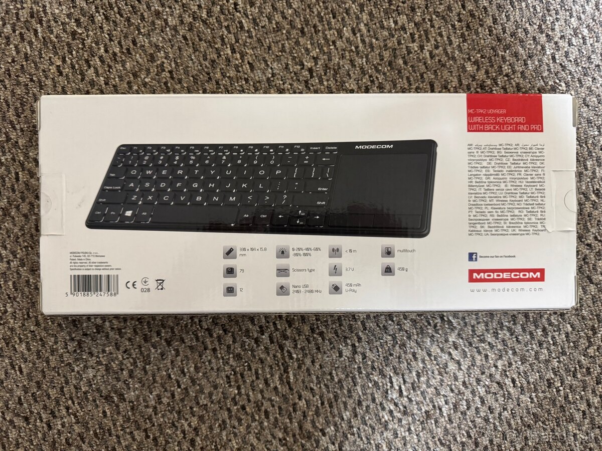 Predam bezdrôtovú podsvietená klávesnicu s touchpadom - 4