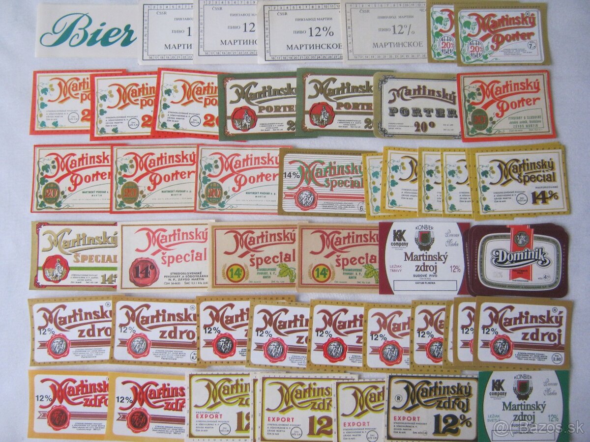 pivní pivné etikety pivovar Martin 190ks 1948-2003 - 4