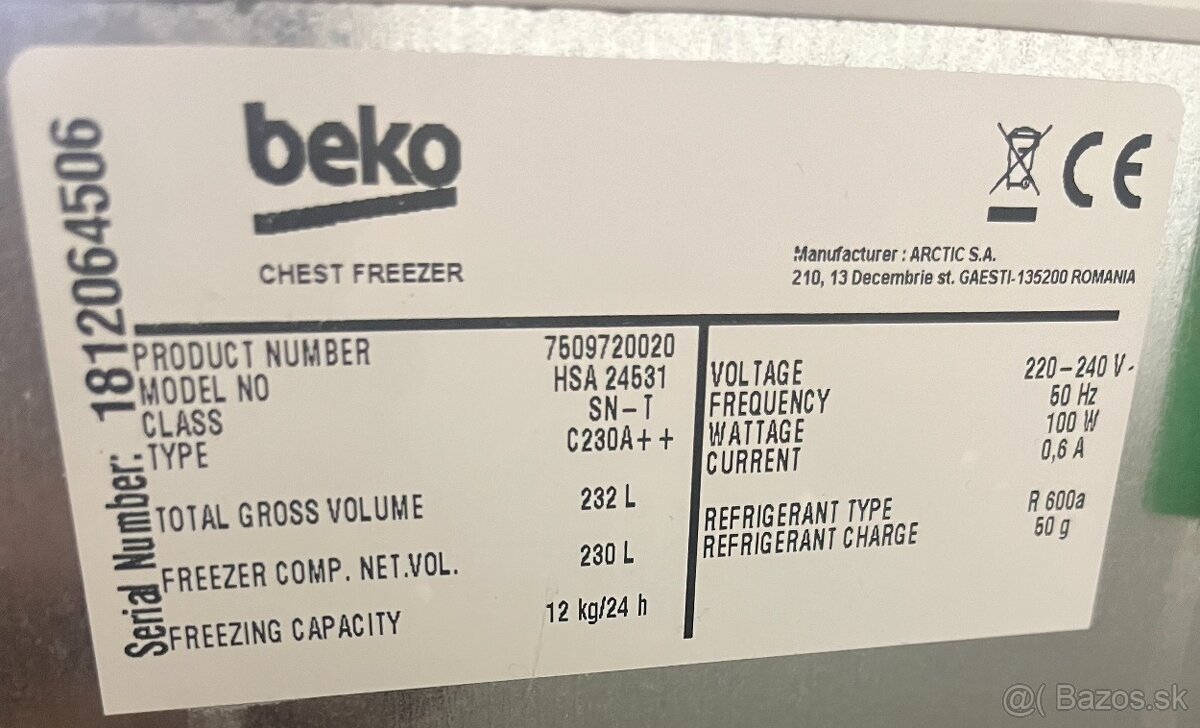 Mraznička BEKO HSA 24531 - 4