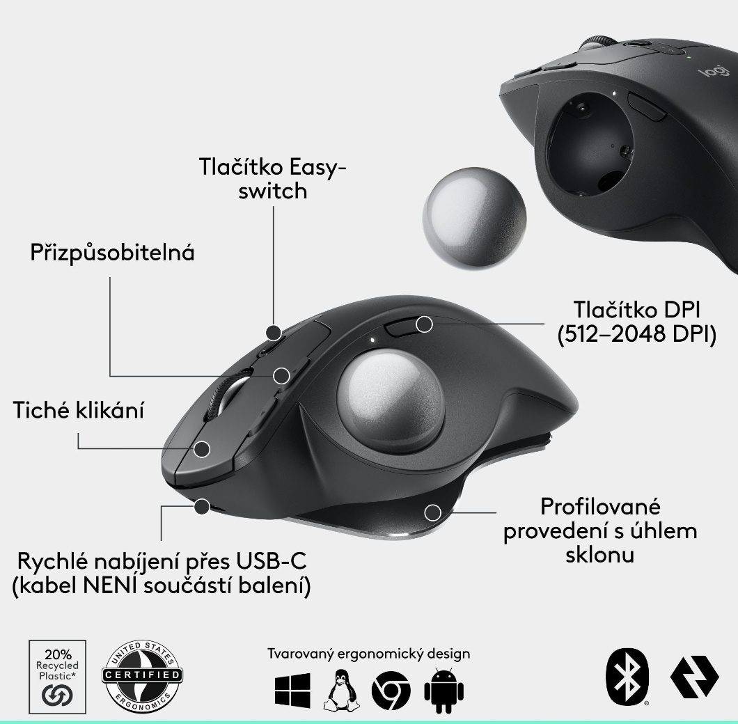 Logitech MX Ergo S – Ergonomická trackball myš (V záruke) - 4
