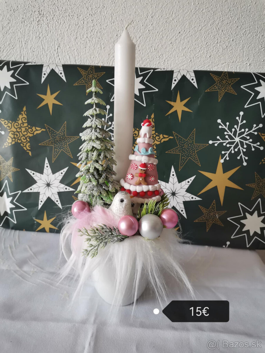 Vianočné dekorácie na stôl s 1 sviečkou - 4