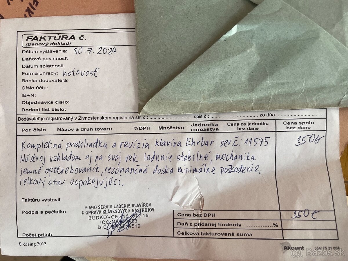 Predám starozitny klavír krídlo zn. Friedr Ehrbar - 4