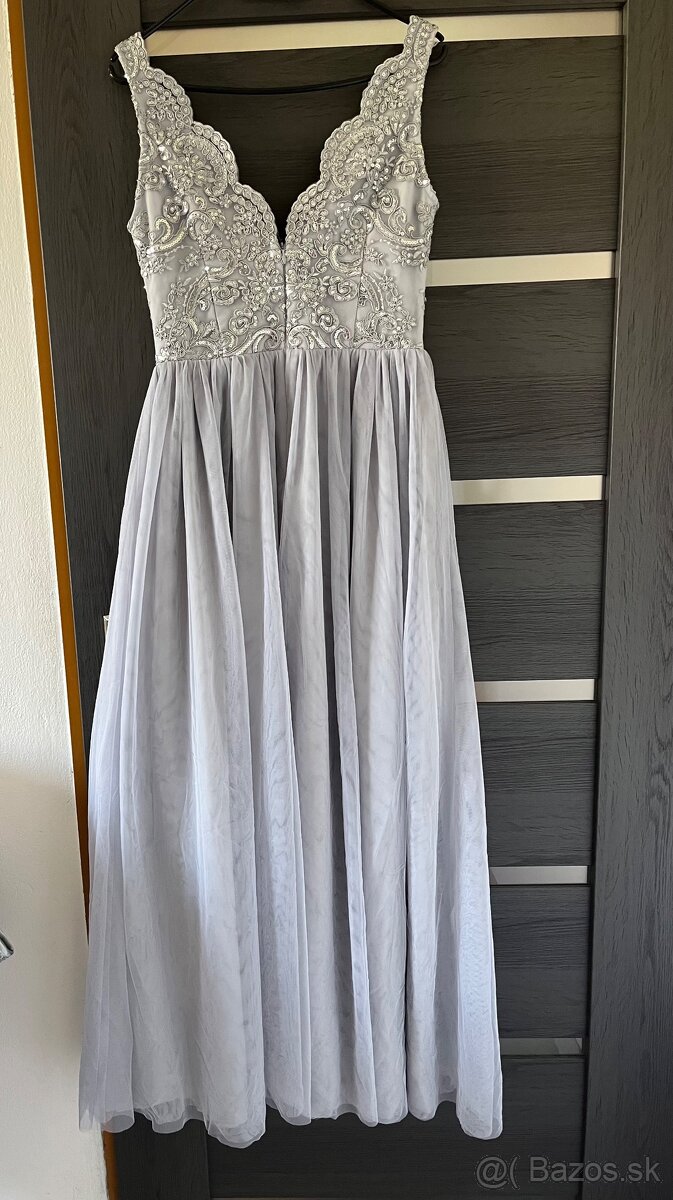 Strieborné spoločenské šaty 38/M - 4