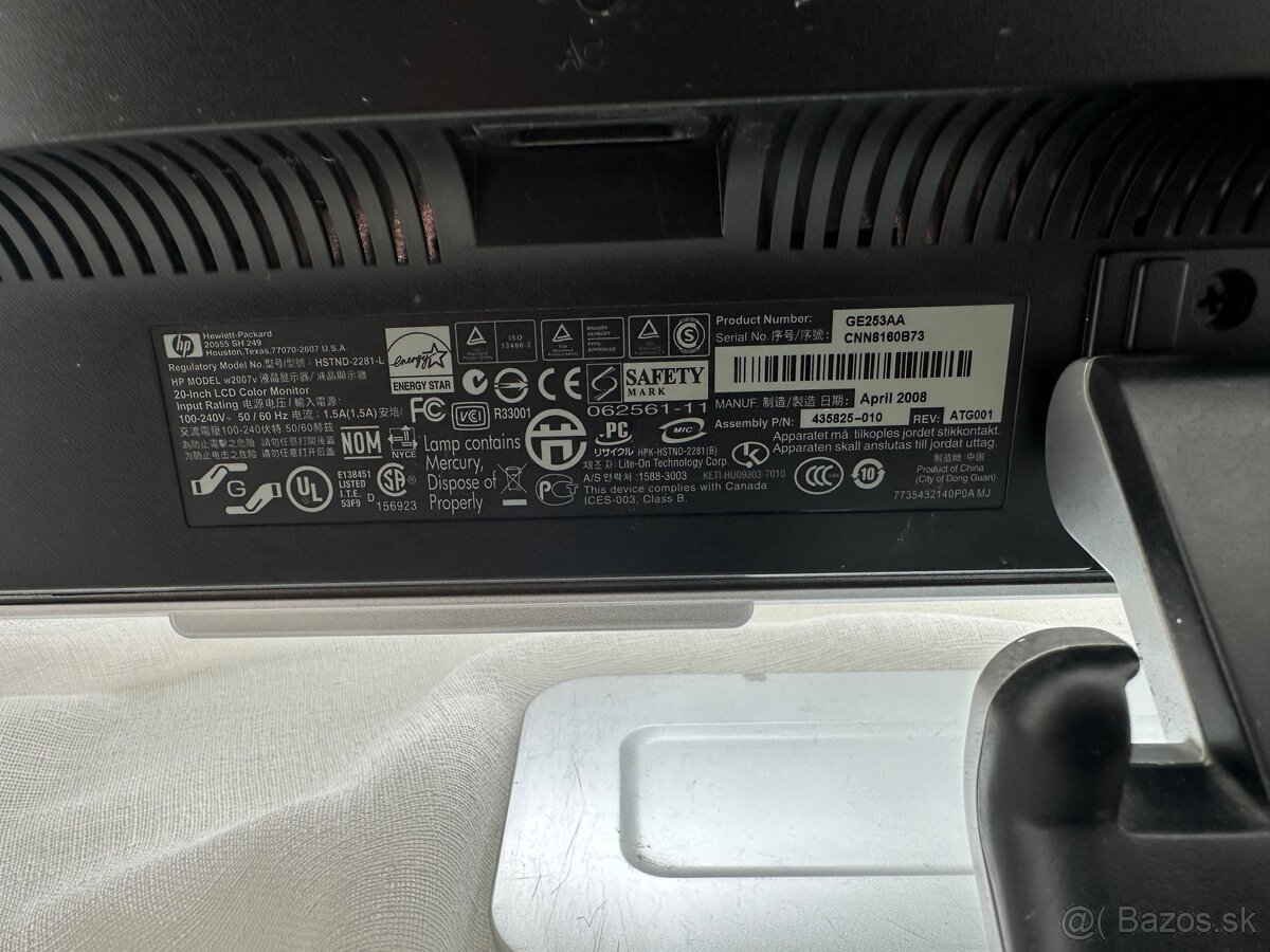 Darujem do dobrých rúk - Monitor HP 20” - 4