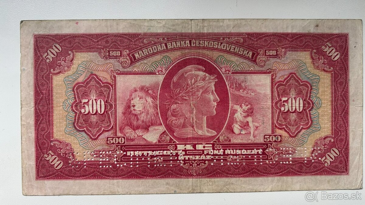 Bankovky Slovenský štát 500Kč 1929/39 Pretlač - 4
