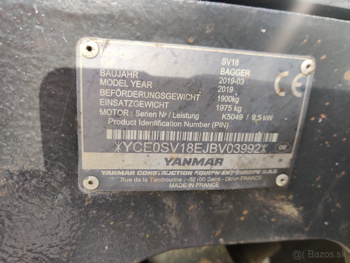 Pásový minibagr YANMAR SV 18 - 4