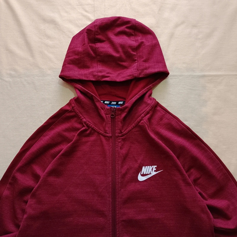 NIKE bordová mikina na zips s kapucňou M - 4