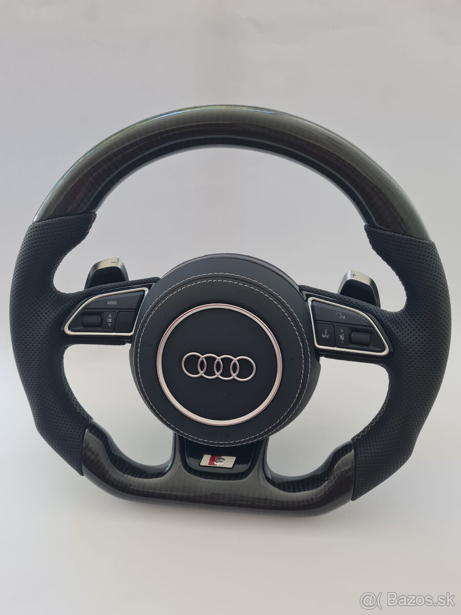 AUDI carbon/perforovaný volant s MULTIFUNKCIOU a F1 pádlami - 4