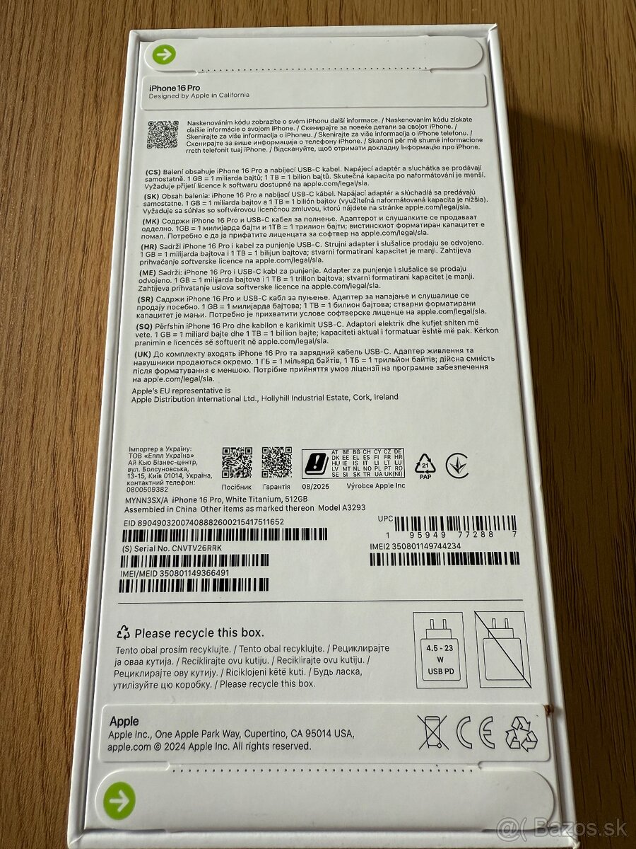 iPhone 16 Pro 512 gb White Titanium - nerozbalený, záruka - 4