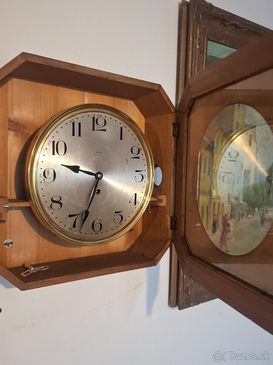 Predám funkčné starožitné nástenné hodiny KIENZLE 80 € - 4