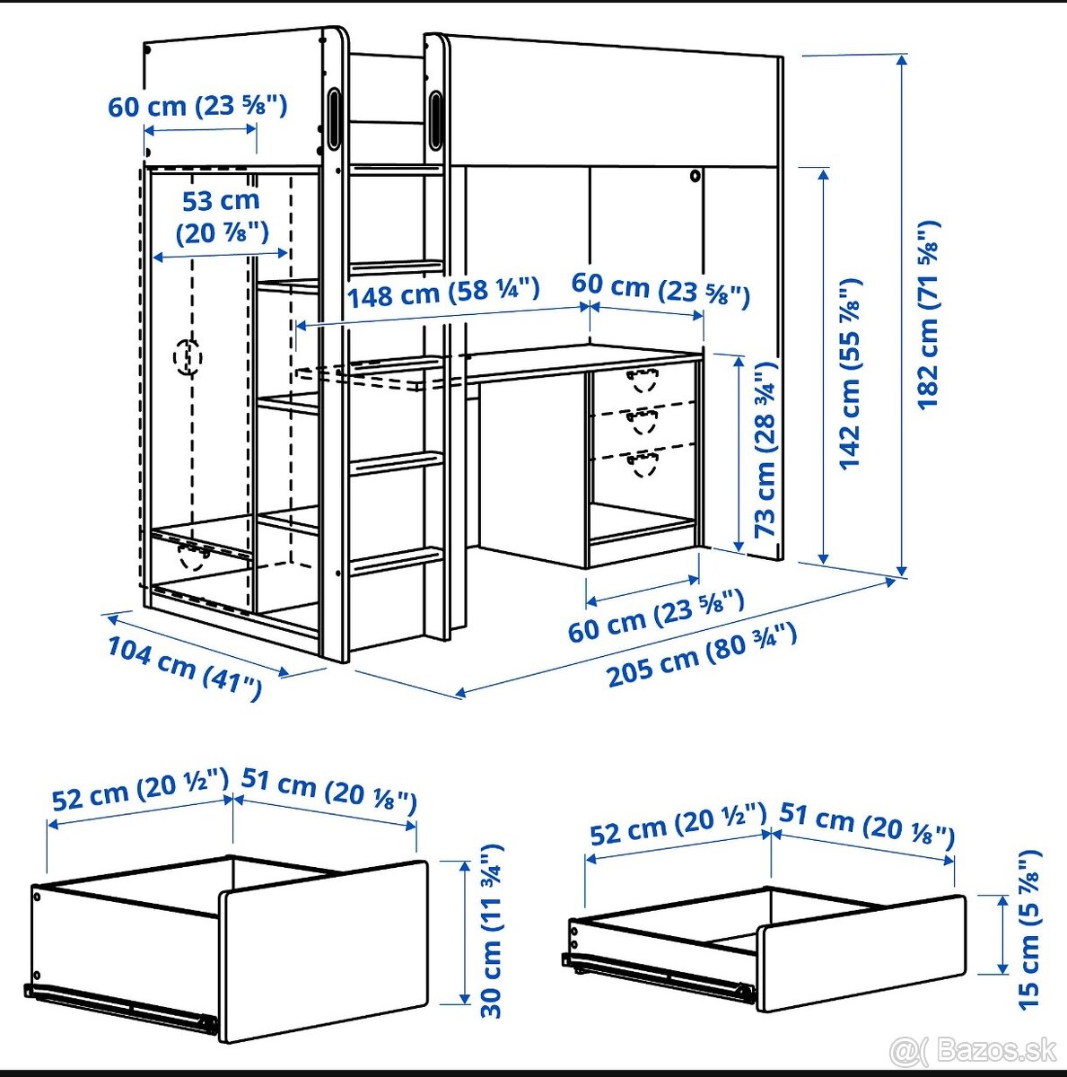 Detská poschodová posteľ IKEA SMASTAD - 4
