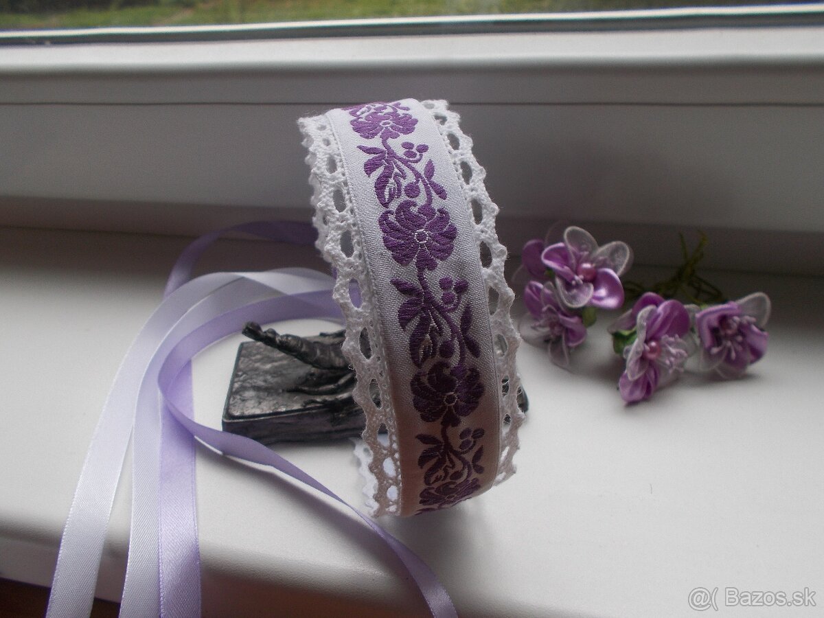 folklórna čelenka / v levanduľovom odtieni/ - 4