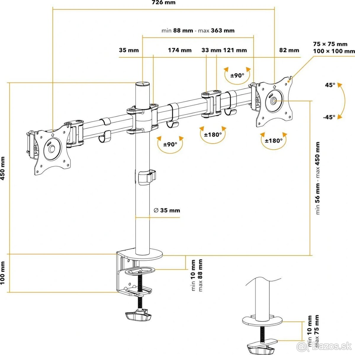 Predám držiak na 2 monitory AlzaErgo ErgoArm D35B - 4