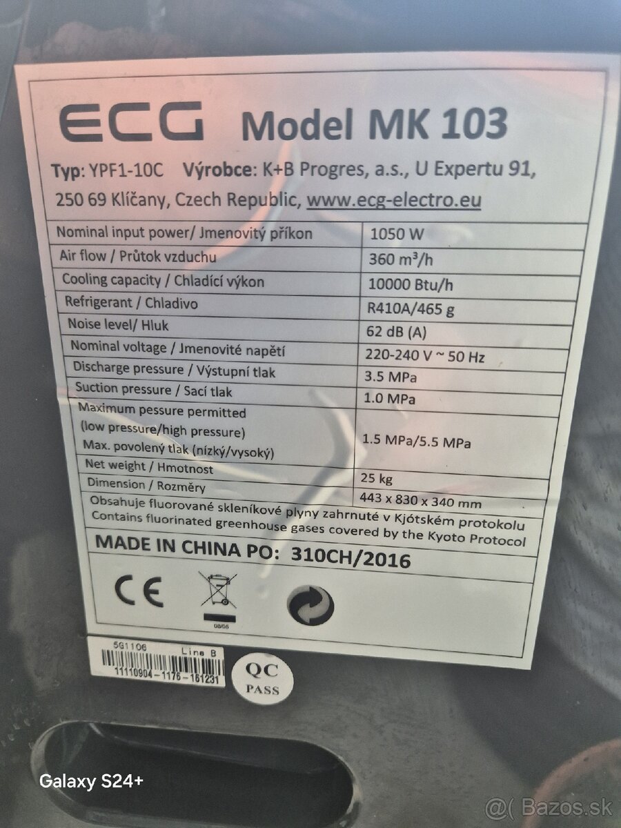 Prenosná klimatizácia ECG model MK 103 - 4